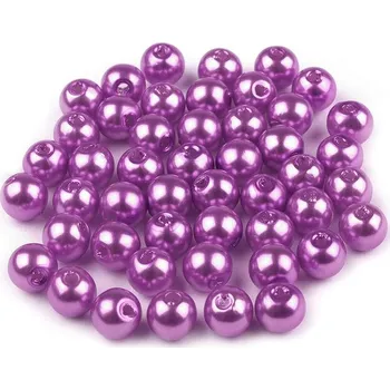 Dětské navlékací korálky Plastové voskové korálky / perly Glance Ø6 mm, velké, F25 fialková tmavá