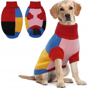 Obleček pro psa Zimní obleček pro psa svetr s rolákem bavlněný teplý L