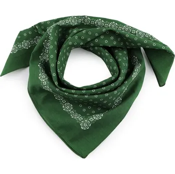 Šátek Bavlněný šátek drobné květy 70x70 cm, střední, 5 zelená bílá