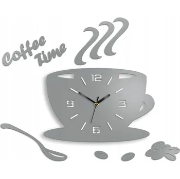 Hodiny Nástěnné hodiny ve tvaru šálku Coffe Time 3D Stone Grey Kulatý