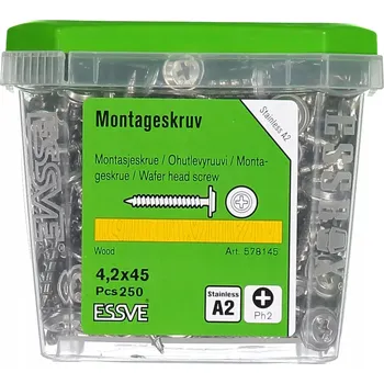 Vrut Vruty ESSVE 4,2x45 mm do dřeva, nerezová ocel A2 250 Ks.