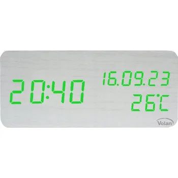 Hodiny Hodinový budík Dřevěný LED Elektronický Digitální Stojící – TEPLOMĚR + DATUM