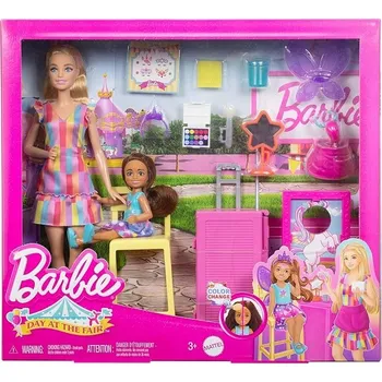PANENKA BARBIE DEN NA TRHU sada s panenkou Barbie a Chelsea pro děti +3