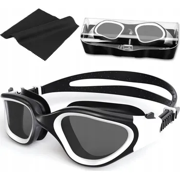 Plavecké brýle HOTSRACE Plavecké brýle s UV ochranou a úpravou proti zamlžování pro dospělé, černo-bílé