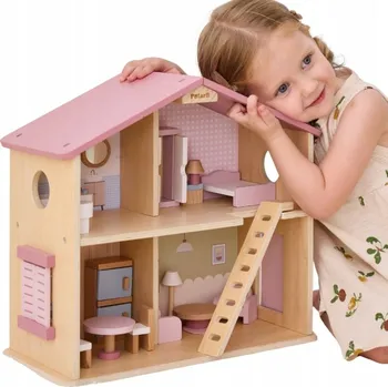 Dřevěná hračka VIGA PolarB Velký Dřevěný Domeček pro Panenky 17 dílů Viga Toys