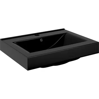Umyvadlo Keramické obdélníkové umyvadlo černé 600 x 460 x 160 mm