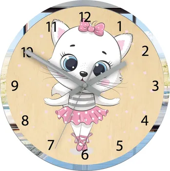 Hodiny Nástěnné hodiny ve tvaru kočky, quartzové akrylové hodiny - Kočka baletka Kulatý