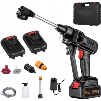 Vysokotlaký čistič AKUMULÁTOROVÁ TLAKOVÁ MYČKA BEZ KABELU NA DLAŽBU A AUTO 650W + 2 BATERIE