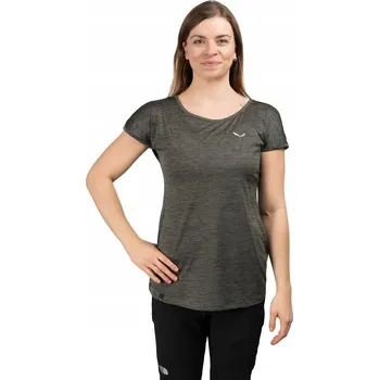 Dámské tričko Dámské tričko Salewa Puez Melange Dry, tmavě olivová melange, velikost 44/38