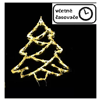 Vánoce Vánoční dekorace na okno 40 cm, strom, 50 LED, teple bílá