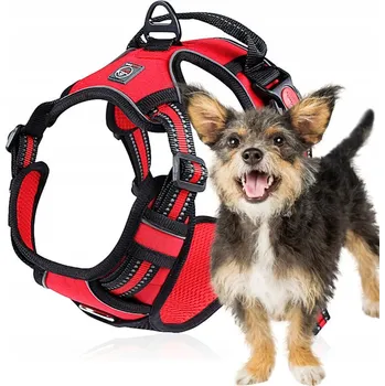 Postroj pro psa Postroj pro psy Lalazoo netlačí, červený, velikost M, s reflexními prvky