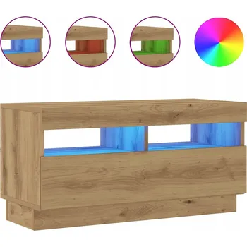 Televizní stolek TV stolek s LED osvětlením, dub artisan, 80x35x40 cm