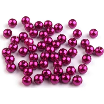 Dětské navlékací korálky Plastové voskové korálky / perly Glance Ø6 mm, velké, F46 vínová fuchsie