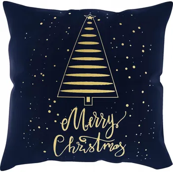 Povlak na polštářek DEKORAČNÍ VÁNOČNÍ POVLAK NA POLŠTÁŘ 45X45 STROMEK ŠEDÁ+ZLATÁ