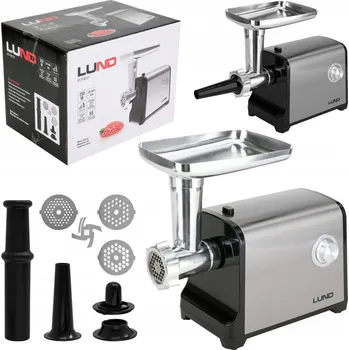 Kuchyňský mlýnek LUND ELEKTRICKÝ MLÝNEK NA MASO 350W NÁSTAVEC NA KLOBÁSY NEREZOVÝ