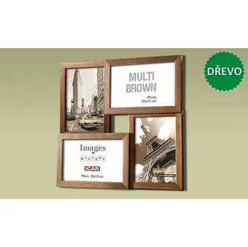 Rám na obraz Dřevěný Rám Galerie 4x 10x15 MULTI BROWN 41 tmavě hnědá r100006