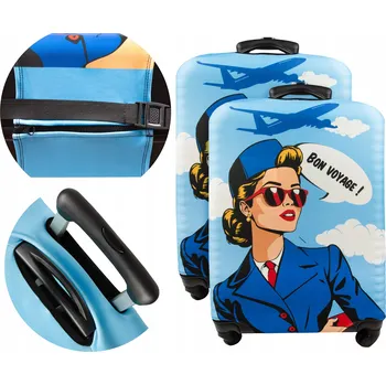 2x Obal / Chránič na kufr Sillar s motivem letušky 62x43x27cm