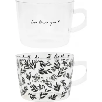 Bastion Collections 2x Skleněný hrnek - Hearts & Love to see you, 2x 300ml b380103