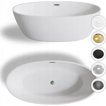 Oválná akrylátová vana Corciano moderní, odtok uprostřed, 175 x 100 cm