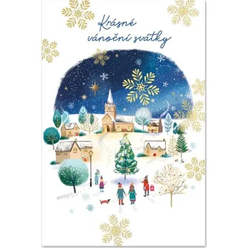 Vánoční dekorace Ditipo Blahopřání I - Krásné vánoční svátky (kostelíček) v210102