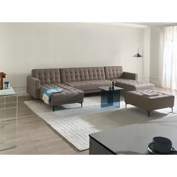 Sedací souprava Rozkládací pohovka taupe čalounění moderní styl 5místná modulární černé nohy ve tvaru U s lenoškami obývací pokoj Beliani