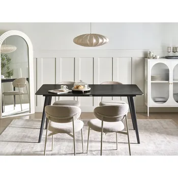 Zahradní jídelní stůl černý mramor slinutý kámen železný rám UV odolný proti vodě rzi venkovní vnitřní jídelna terasa zahrada moderní styl Beliani