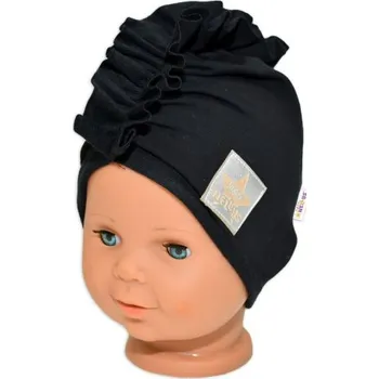 Dětská móda Baby Nellys Jarní/podzimní bavlněná čepice - turban, černá, 68/74