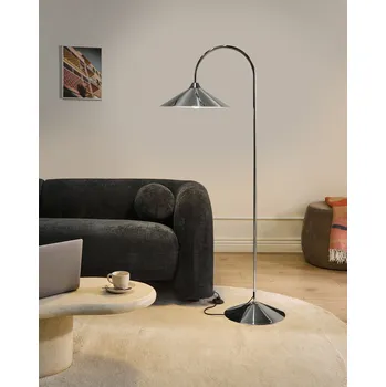 Osvětlení Stojací lampa stříbrné kovové stínidlo podstavec moderní styl obývací pokoj ložnice Beliani