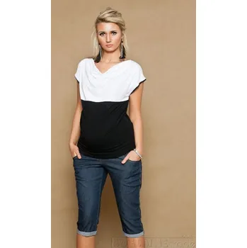 Těhotenská móda Be MaaMaa Těhotenské JEANS 3/4 - granátové, vel. XS