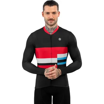Pánské tričko SIROKO Pánský cyklistický dres s dlouhým rukávem M2 Riemst Černá XS ČERNÁ|ČERVENÁ