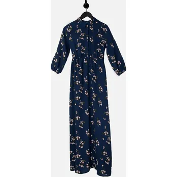 Dámské šaty VERO MODA TMAVĚ MODRÉ MAXI ŠATY SE VZOREM (XS)