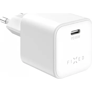 Síťová GaN nabíječka FIXED Mini s USB-C výstupem a podporou PD, 65W, bílá