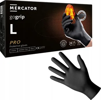 Vyšetřovací rukavice Nitrilové rukavice pro mechaniky Mercator GOGRIP black černé 50 ks, velikost L