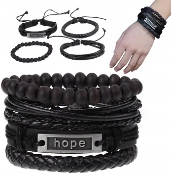 Náramek PÁNSKÝ RUČNĚ PLETENÝ NÁRAMEK SADA 4 KUSŮ