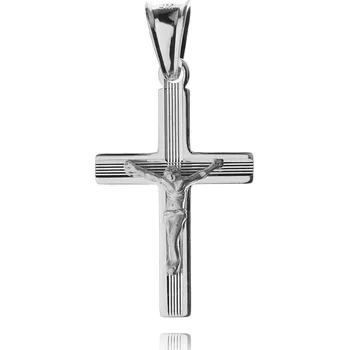 Přívěsek STŘÍBRNÝ PŘÍVĚSEK KŘÍŽEK DIAMANTOVANÝ DÁMSKÝ PÁNSKÝ