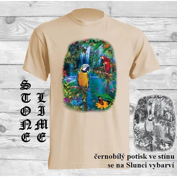 Pánské oblečení panske-bavlnene_tricko_uv_potisk_laguna_papousku Barva: Lime stone - krémová, velikost: L