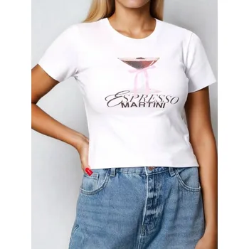 Dámská móda Sinsay - Bavlněné oversize tričko s potiskem - bílá - 236IN-00X - 236IN-00X-M