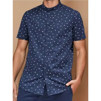 Pánská košile Sinsay - Košile s límcem typu mandarin regular fit - námořnická modrá - 896DW-59X - 896DW-59X-S