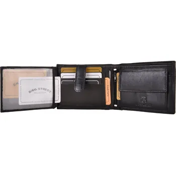 Peněženka ČERNÁ Pánská Kožená Peněženka Horizontální Mladistvá Kůže Hladká Bag Street