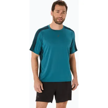 Pánské oblečení Pánské běžecké tričko ASICS Fujitrail Elite Top atlantis blue/saxon green