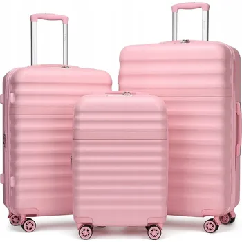 Sada 3 cestovních ABS+PC kufrů Kono 33L/57L/87L - růžová