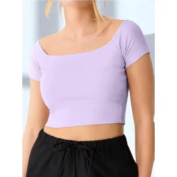 Dámské oblečení Sinsay - Crop top - levandulová - 765BB-04X - 765BB-04X-XS