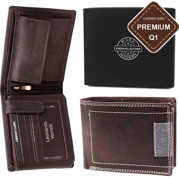Peněženka Leonardo Verrelli luxusní pánská kožená peněženka hnědá GT 9970