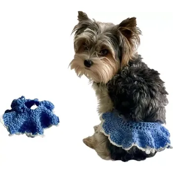 Obleček pro psa Modrá háčkovaná sukně pro psy (Sváteční oblečky pro psy)