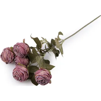 umělá květina Umělá kytice růže vintage, střední, 9 starofialová