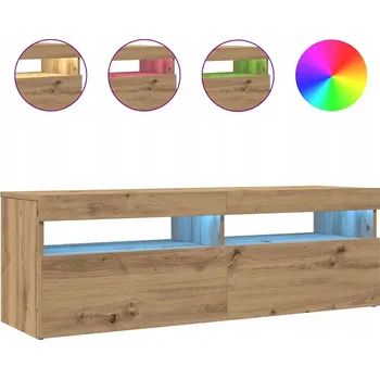 Televizní stolek TV stolek s LED osvětlením, dub artisan, 120x35x40 cm