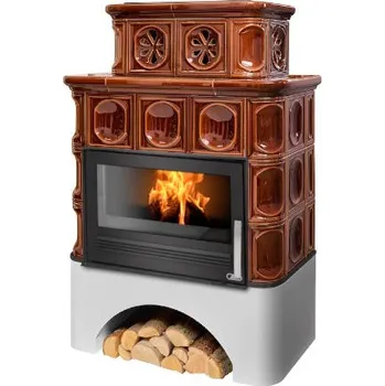 Krbová kamna ABX Karelie P TV 10,5 kW bílý sokl hnědá