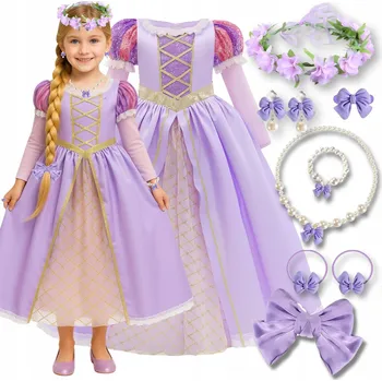 Karnevalový kostým ŠATY RŮŽENKA KOSTÝM RŮŽENKY PRINCEZNA SET PLES KARNEVAL 140 146