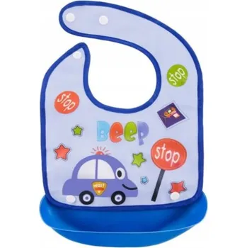 Bryndák Silikonový bryndáček s kapsičkou Autíčko, modré