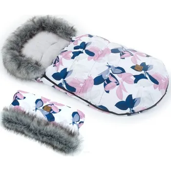 Fusak Zimní fusak Lux s kožešinkou + rukávník, 50 x 100cm - šedá, granát